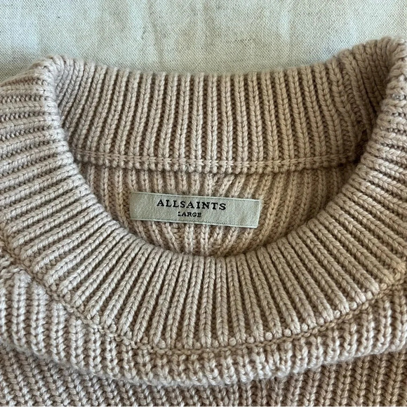 AllSaints Sylvie Oatmeal Jumper Cashmere Wool Blend Sweater Nude Pink Size Large - Picture 4 of 13